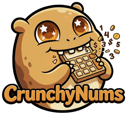 CrunchyNums Accounting logo — Number Monster mascot chomping a calculator