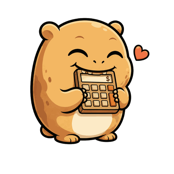 Number Monster hugging a calculator with a heart